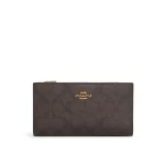 【老花3色】COACH 經典老花LOGO多卡位扣式拉鍊中夾 手拿錢包