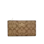 【老花3色】COACH 經典老花LOGO多卡位扣式拉鍊中夾 手拿錢包